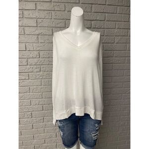 NWT ANA Ivory Lace-Up Back Long Sleeve Knit Sweater Size L